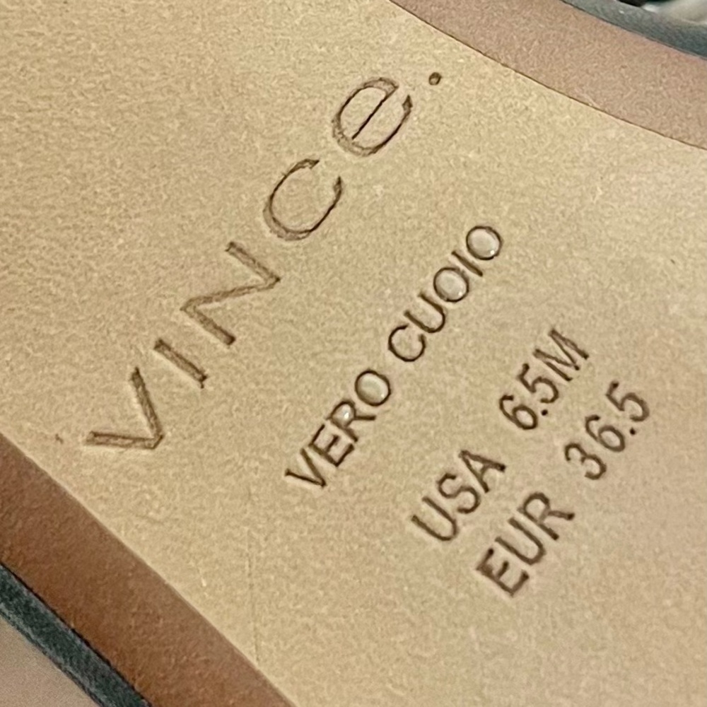 Vince Black Coco Leather Heeled Sandal Size 6.5 - Picture 8 of 9